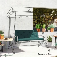 Outsunny 2 Seater Bench Pad, Garden Chair Cushion with Back and Ties for Indoor and Outdoor Use, 98 x 100 cm, Green(m-10)