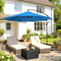 Outsunny 3m Overhanging Cantilever Parasol, with Cross Base - Blue(m-8)