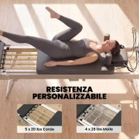 SPORTNOW Reformer Pilates Pieghevole per Casa con 2 Bande Elastiche(m-5)