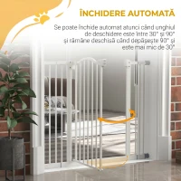 PawHut Poartă pentru câini extensibilă cu 4 șuruburi reglabile, din metal și plastic, 74-100x78 cm, alb(m-5)