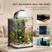 PawHut Acvariu Pawhut 36l cu Filtru Integrat și Lumină Led 30x30x45,5 cm Negru(m-4)