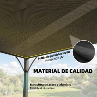 Outsunny Pérgola de Jardín 3x4 m con Protección UPF 50+ Gazebo con Techo Ajustable Estructura de Aluminio para Exterior Gris(m-5)
