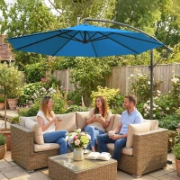 Outsunny 3m Overhanging Cantilever Parasol, with Cross Base - Blue(m-13)