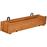 Outsunny Jardinera de Madera con 2 Ganchos para Colgar para Cultivos Plantas Flores al Exterior 91x18x16,5 cm Natural(m-11)