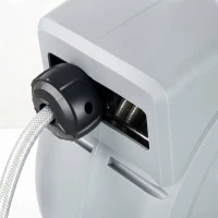 Outsunny Tambur Automat de Furtun, Montabil pe Perete și Portabil, Lungime 25+2 m, Sistem de Blocare și 7 Jeturi, Gri(m-9)