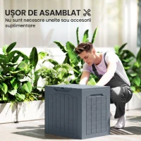 Outsunny Cufăr de Grădină cu Mânere, Container Unelte Impermeabil, 56x41x50 cm, Gri Deschis(m-4)