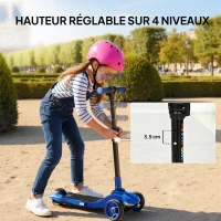 AIYAPLAY Trottinette électrique pour enfant 6 à 10 ans, pliable 3 roues démarrage zéro, vitesse maximale 8 km/h 64x29x83cm bleu(m-6)