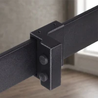 HOMCOM Kit pentru ușă culisantă în stil rustic cu șină de 200cm și role, negru(m-9)