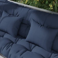 Outsunny 4er-Set Sitzkissen, 150x50 cm wasserabweisend Stuhlkissen mit Bindebänder, 10cm dick Marineblau(m-8)
