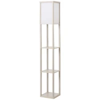 HOMCOM Lámpara de Pie con Estantes de Almacenaje, Lámpara de Madera Moderna, Bombilla E27, para Salón, Dormitorio, Oficina, Roble(m-12)