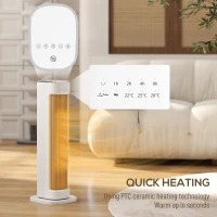 HOMCOM 2000W Ceramic Electric Heater with 3 Heat Settings, Timer - White(m-4)