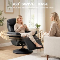 HOMCOM Upholstered Reclining Armchair, Manual Recliner Chair with Footrest and Adjustable Backrest, Black(m-6)