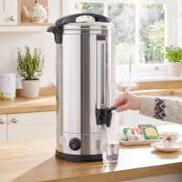 HOMCOM 24L Catering Urn, 2500W Stainless Steel Hot Water Boiler Dispenser with Thermostat, Keep Warm Function and Easy Pour Tap(m-2)