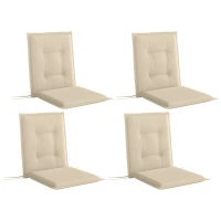 Outsunny 4er Set Sitzkissen 108 x 50 x 5 cm Stuhlkissen mit Bändern, Outdoor Indoor Sitzauflage Beige(m-1)