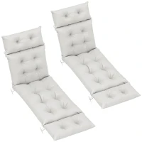 Outsunny Lot de 2 coussins de chaise longue coussin bain de soleil épais, confortable - 6 attaches, 190 x 56 x 10 cm, gris clair(m-1)