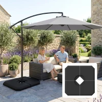 Outsunny Pied de parasol lot de 4 dalles pour parasol à lester - A remplir d'eau jusqu'à 80 kg ou de sable jusqu'à 120(m-8)