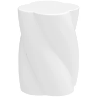 Outsunny Sitzhocker aus Keramik in Spiralform 120kg belastbar Ø33 x 45 cm Wetterfest Garten Hocker mit Deckel Weiß(m-1)