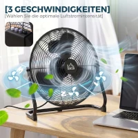 HOMCOM Ventilator für den Schreibtisch, Klimaanlage, 4 Geschwindigkeiten, drehbar, Schwarz(m-5)