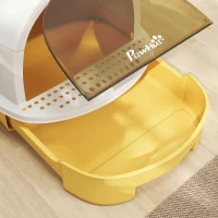 PawHut Litieră Închisă pentru Pisici cu Sertar Extensibil, Mâner, Lopățică și 2 Filtre cu Carbon Activ, Galben(m-8)