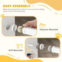 PawHut Metal 74-87cm Adjustable Pet Gate Safety Barrier w/ Auto-Close Door White(m-7)