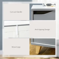 HOMCOM Drawer Chest, 3-Drawer Storage Cabinet Unit with Pine Wood Legs for Bedroom, Living Room, 75cmx42cmx75cm, Grey(m-6)