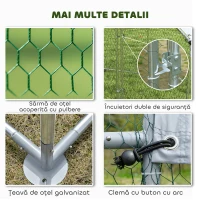 PawHut Adăpost pentru Găini de Exterior cu Acoperiș și Încuietori, din Oțel Zincat, 2x2x2 m, Argintiu(m-6)