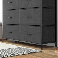 HOMCOM Cómoda Aparador com Gavetas de Tecido 10 Compartimentos Estrutura Metálica 100x30x100 cm Preto(m-4)