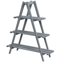 Outsunny Soporte para Plantas Plegable de Madera Estantería para Macetas de 3 Niveles con Marco en A 100x36x112 cm Gris