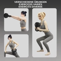 HOMCOM Kettlebell 4kg din plastic și nisip cu bază plată și mâner, 18x12x20 cm, negru(m-4)