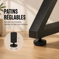 HOMCOM Pieds de table en acier, 60 x 72 cm, lot de 2 pieds de bureau en forme X avec patins réglables et vis, noir(m-5)