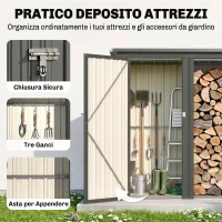 Outsunny Portalegna da Esterno 2 in 1 con Armadietto Porta Attrezzi, 1.26 m², 235x67x149 cm, Grigio Scuro(m-6)