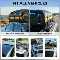 Outsunny Car Roof Bag, 21 Cubic Feet Waterproof Soft Car Roof Box Roofing Cargo Carrier w/ Reflective Arrows, Door Hooks, Yellow(m-8)