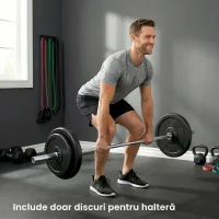 HOMCOM Set de Discuri de Greutăți pentru Antrenament, 5 kg și 10 kg, Negru(m-8)
