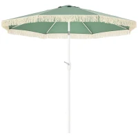 Outsunny Parasol de jardin parasol extérieur inclinable parasol à franges avec manivelle 8 baleines dim. Ø 2,65 x 2,45 H m vert(m-11)