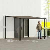 Outsunny Pergola jardin extérieur en aluminium 3 x 3 m avec toit en polycarbonate imperméable et système de drainage, gris(m-3)