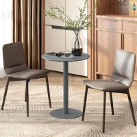 HOMCOM Mesa de Comedor Redonda para 2 Personas Mesa de Cocina de Acero para Interior y Exterior Ø60x72 cm Gris(m-10)