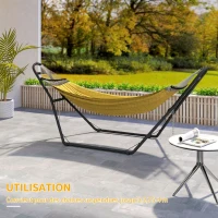 Outsunny Support de Hamac pour 2-3 Personnes, Cadre de Hamac en acier pour Hamacs de 2,75 à 4 m, Capacité de 150 kg, Noir(m-6)