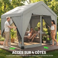 Outsunny Tonnelle de jardin pavillon de jardin hydrofuge structure robuste en acier galvanisé avec toit double pente 3x3m gris(m-6)