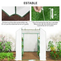 Outsunny Invernadero de Exterior con 12 Estantes Puerta Enrollable Cubierta de PE y Marco de Acero 140x213x190 cm Blanco(m-7)
