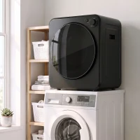 HOMCOM Mini Secadora Portátil 2.5 kg, 5 Programas, 800/400W, Carga Frontal, Apilable/Pared/Autoportante, Negro(m-4)
