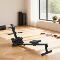 SPORTNOW Aparat de Vâslit pentru Acasă, Compact și Silențios, cu Rezistență Elastică, Monitor LCD, Scaun Confortabil, pentru Antrenament Total al Corpului, Capacitate 150 kg, Economisire Spațiu, Negru(m-10)