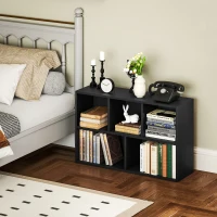 HOMCOM 2-Tier Bookshelf with 5 Compartments - Black(m-10)