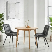 HOMCOM Lot de 2 chaises de salle à manger design moderne et capitonné pour salon, salle à manger, chambre à coucher, noir(m-2)