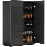 HOMCOM 5-stufiger Schuhschrank für 20 Paar Schuhe, verstellbare Regale, für Eingangsbereich, Flur, Schwarz(m-12)