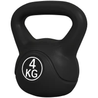 HOMCOM Kettlebell 4kg din plastic și nisip cu bază plată și mâner, 18x12x20 cm, negru(m-12)