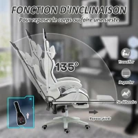 Vinsetto Chaise de gaming avec support lombaire, hauteur réglable, dossier inclinable, oreilles de lapin et appui-tête, noir(m-6)