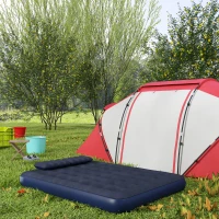 Outsunny Luftmatratze für 2 Personen, mit Handpumpe, weich & robust, 203x152x22cm, Blau(m-10)