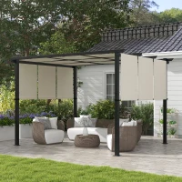 Outsunny Markise Sonnenschutz. Pergola, wetterbeständig,  inkl. Befestigungsmaterial, 3 x 3,5 m, Beige(m-2)