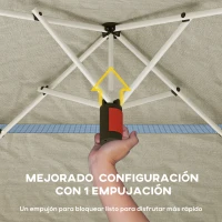 Outsunny Carpa Plegable 3,5x3,5 m Pop-up con Altura Ajustable 3 Niveles Doble Techo Cierre Central y Bolsa UPF50+ Caqui(m-6)
