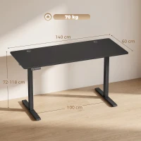 HOMCOM Standing Desk Memory Control Height Adjustable Desk 2 Cable Holes LED Display Sit Stand Desk Black(m-3)